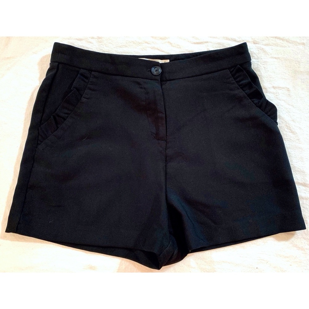 Mosaic & Co Black Dress Shorts with Ruffled Pocket